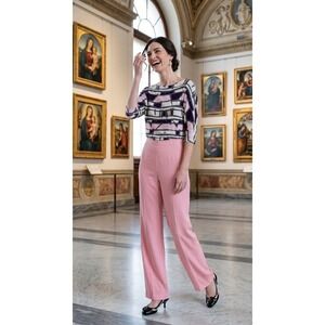 Emilio Pucci Silk Wide-Leg Trousers — Pink — IT 42 / US 8‎ Quiet Luxury Romantic
